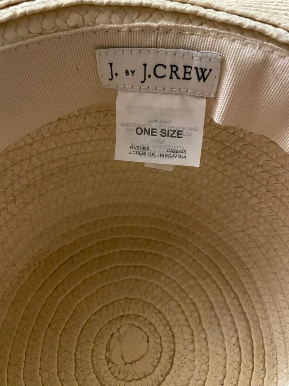 J. Crew Beige Straw Sun Hat with Black Pom Trim